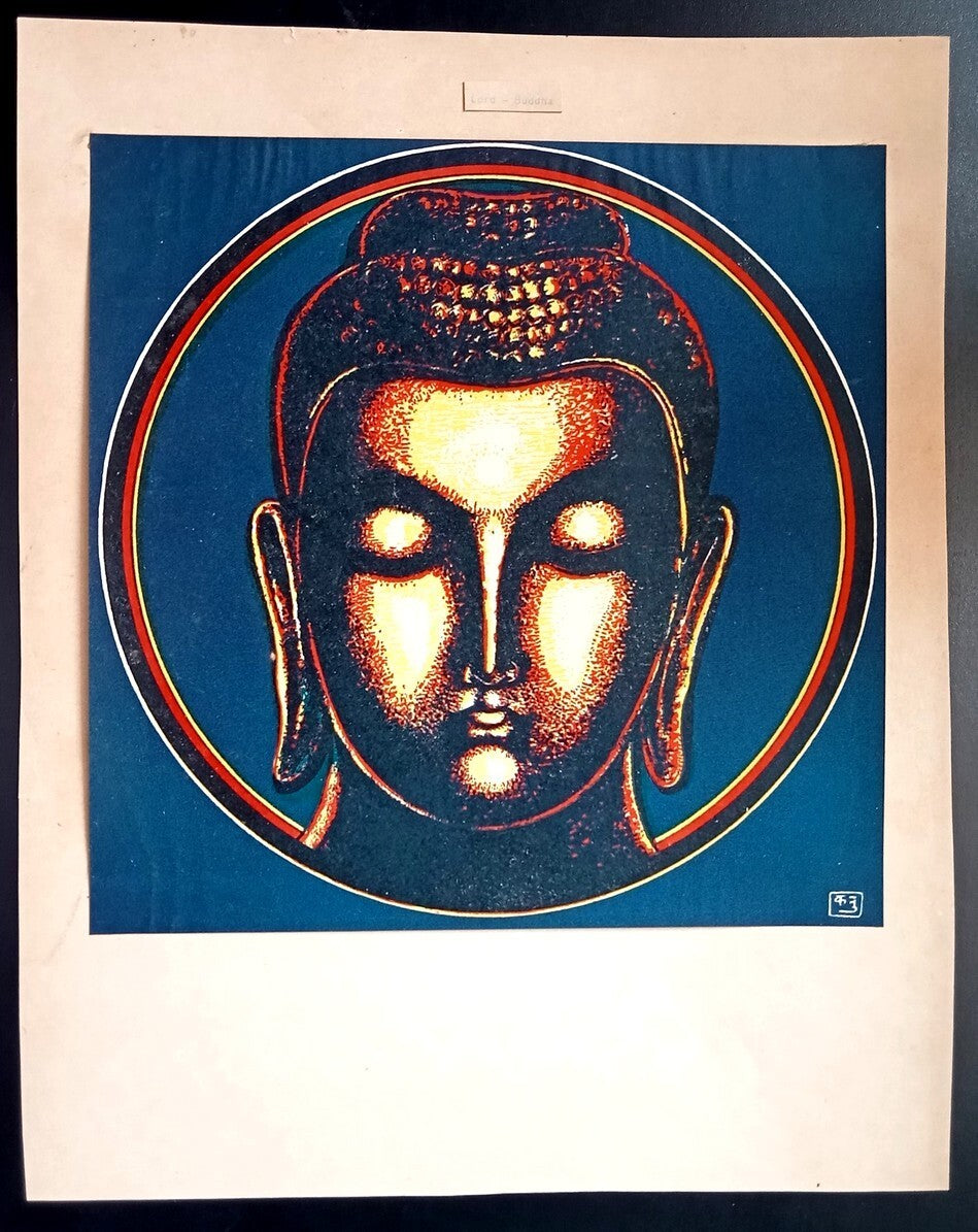 India vintage print LORD-BUDDHA by KANU DESAI - Geet Govind series