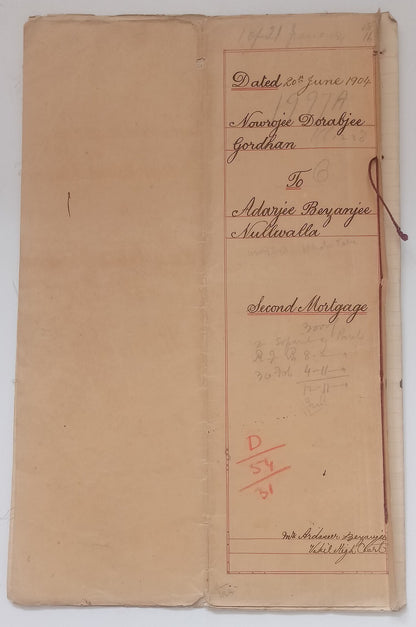 AOP India QV Queen Victoria 1868 Special Adhesive 5R &10R on 1904 indenture