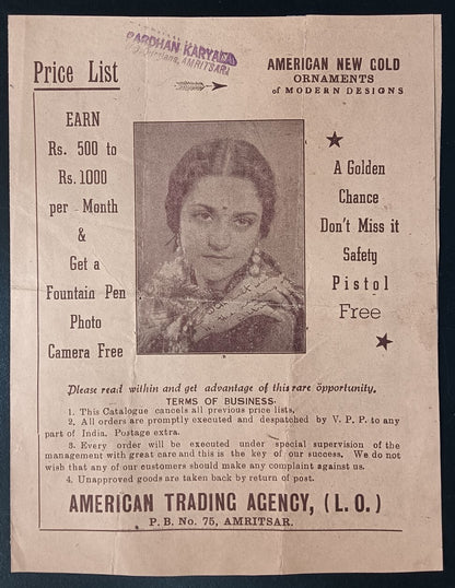India vintage advertisement 4pg booklet for AMERICAN NEW GOLD JEWELLERY