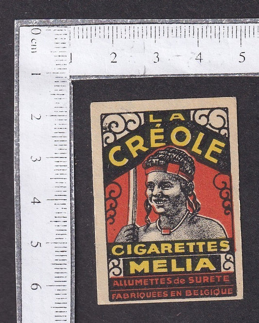 Belgium vintage cinderella advertisement label CREOLE CIGARETTES (Native Indian)