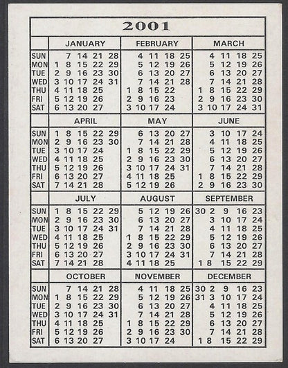 AOP2 India Bollywood 2001 Pocket Calendar - KEERTHI REDDY & ABHISHEK