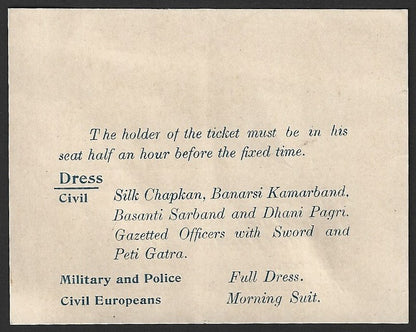 India 1937 crested DARBAR-I-AM BASANT MUBARIK invitation card