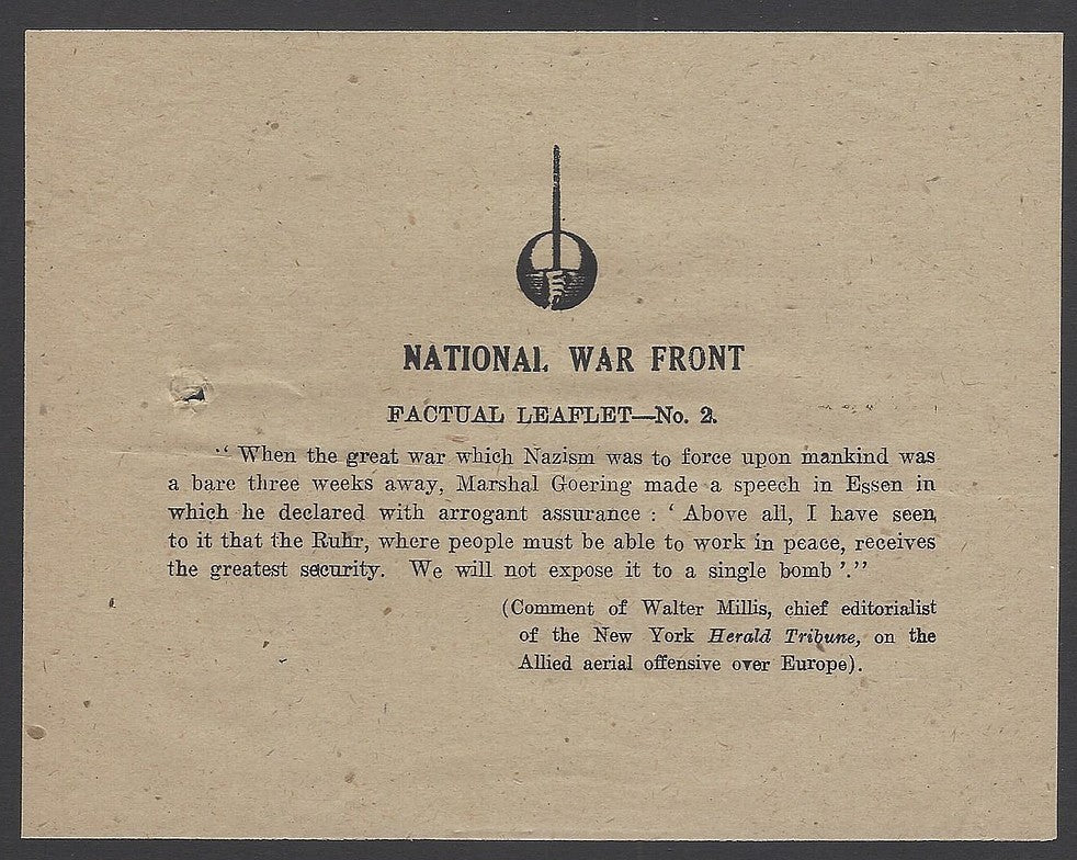 India 1943 WW2 National War Front Propaganda Factual Leaflet