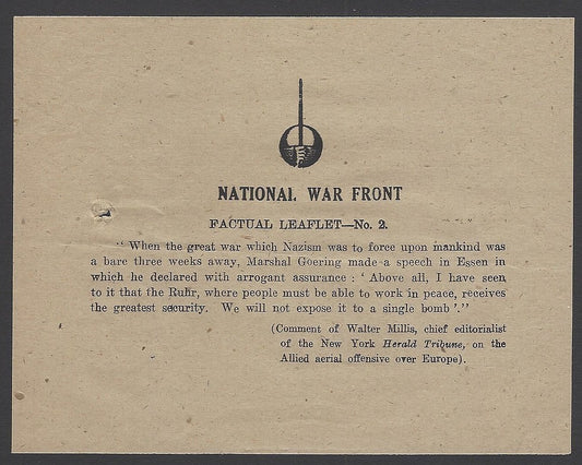India 1943 WW2 National War Front Propaganda Factual Leaflet