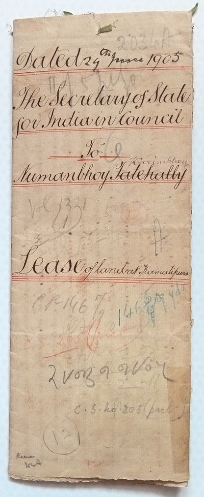AOP India Special Adhesive KEdVII 1R on 1904 indenture & map