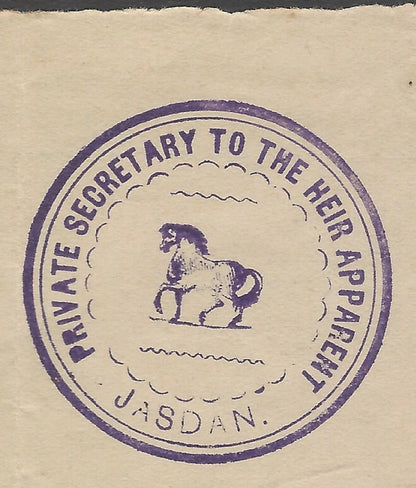 AOP India official letterhead PS TO HEIR APPARENT JASDAN used 1910