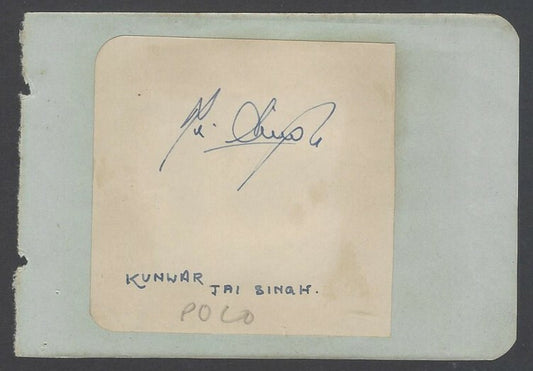 AOP India POLO Kunwar Jai Singh signed piece on autograph book page