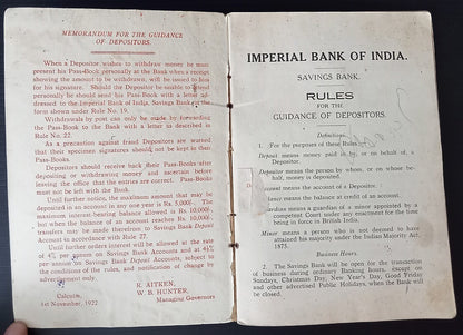 Imperial Bank of India 1908 pass book