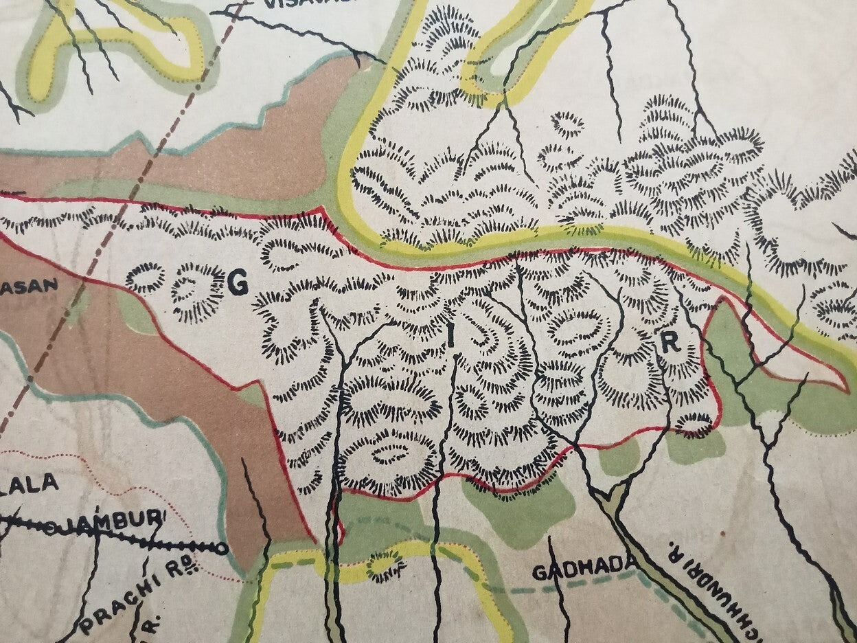 AOP India 1925 MAP of Junagadh State 33x47cm