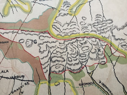 AOP India 1925 MAP of Junagadh State 33x47cm