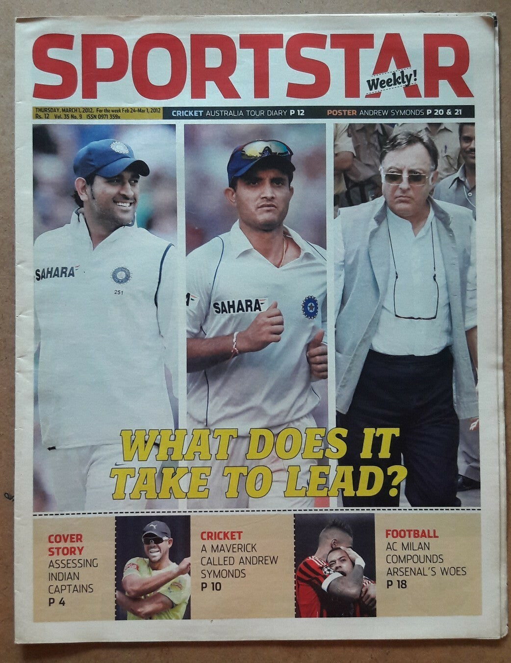 India Sportstar 2008-12 CRICKET cover issues 10” X 13” (5)