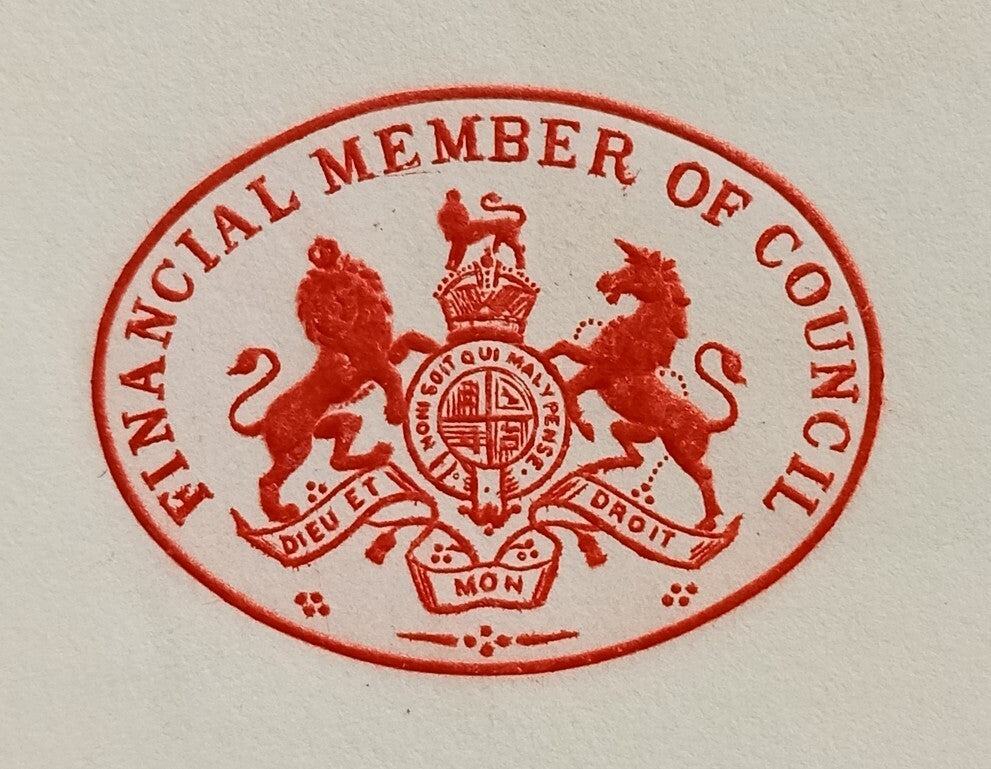 FINANCIAL MEMBER OF COUNCIL crested letter 1931 India