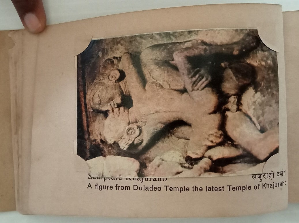 AOP India Khajurao Tourist Album of 32 colored photos. Album in tatters, photos 