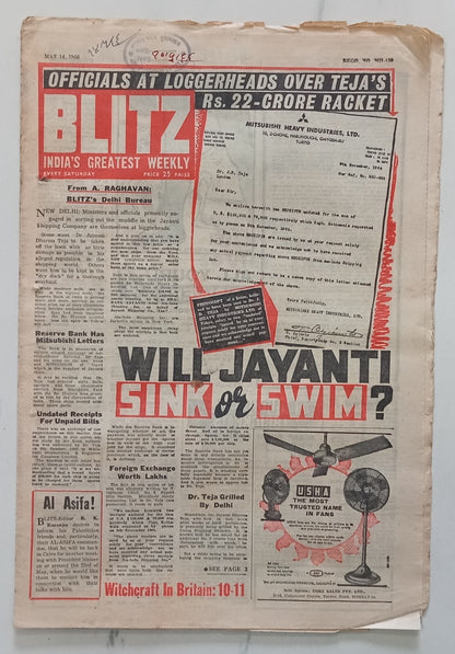 AOP India BLITZ 14 May 1966 TEJA'S RS.22-CRORE RACKET (R )