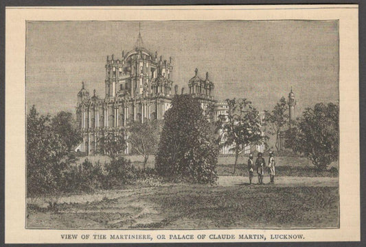 India MARTINIERE PALACE OF CLAUDE MARTIN engraved print - Rousslet 1876 5.5x3.5"