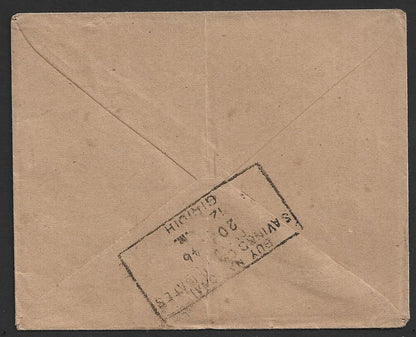 India WW2 1946 cover canc. dc "NO. 10 ADVANCE BASE POST OFFICE" to Giridh