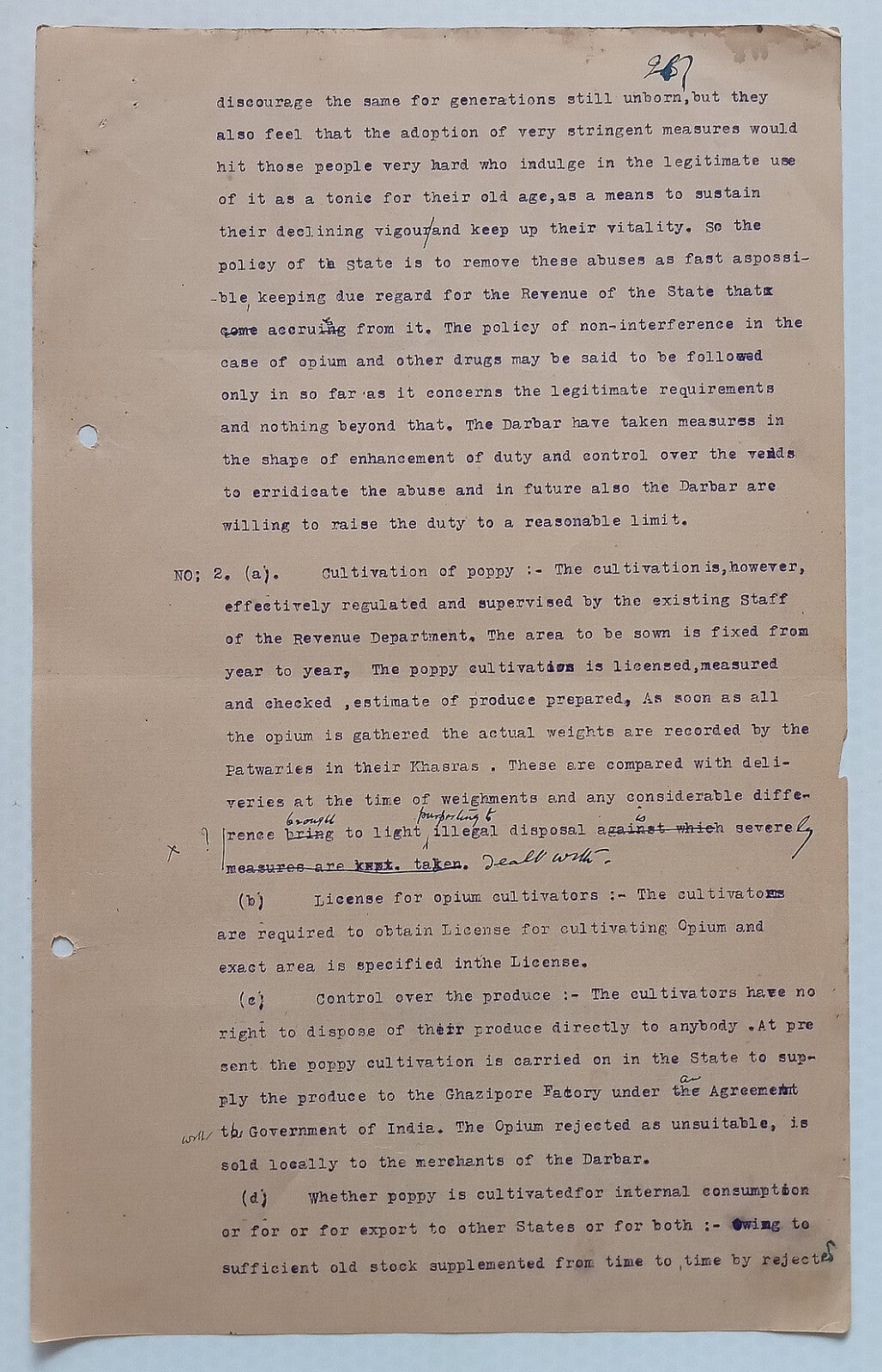 AOP India Official correspondence - OPIUM & OTHER DANGEROUS DRUG 1929-30