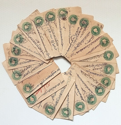 AOP India QV 1/2a green envelopes x 100 selected for condition WHOLESALE