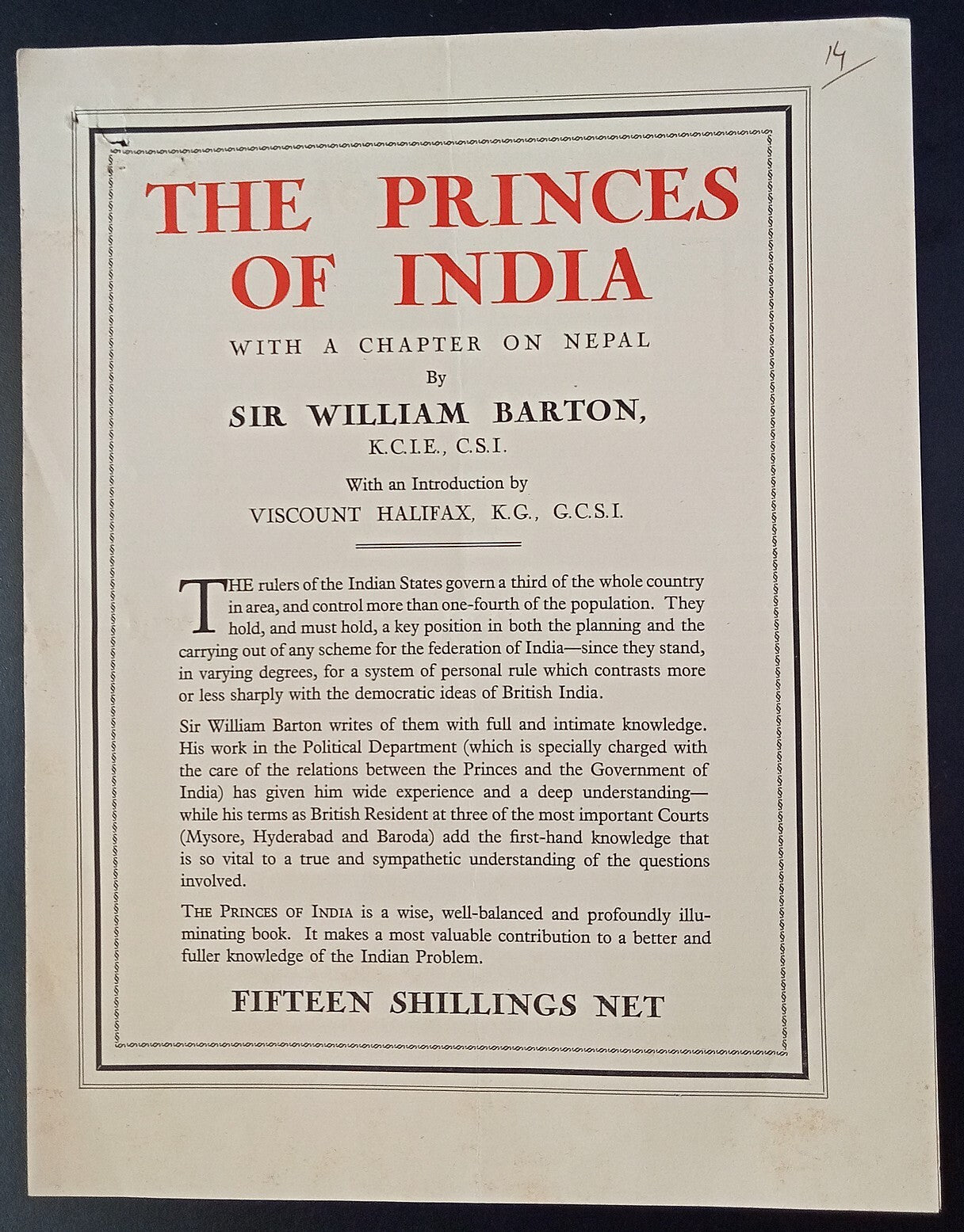 The Princes of India 1935 brochure