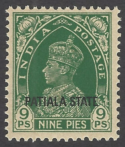 India Patiala State 1937-38 KGVI 9p MNH SG 82 £5