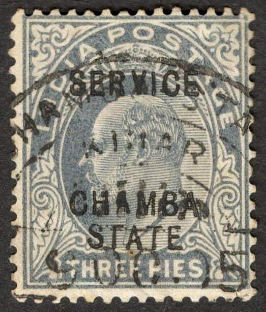 AOP India Chamba State KEdVII 3p contant error STOP AFTER SERV!CE