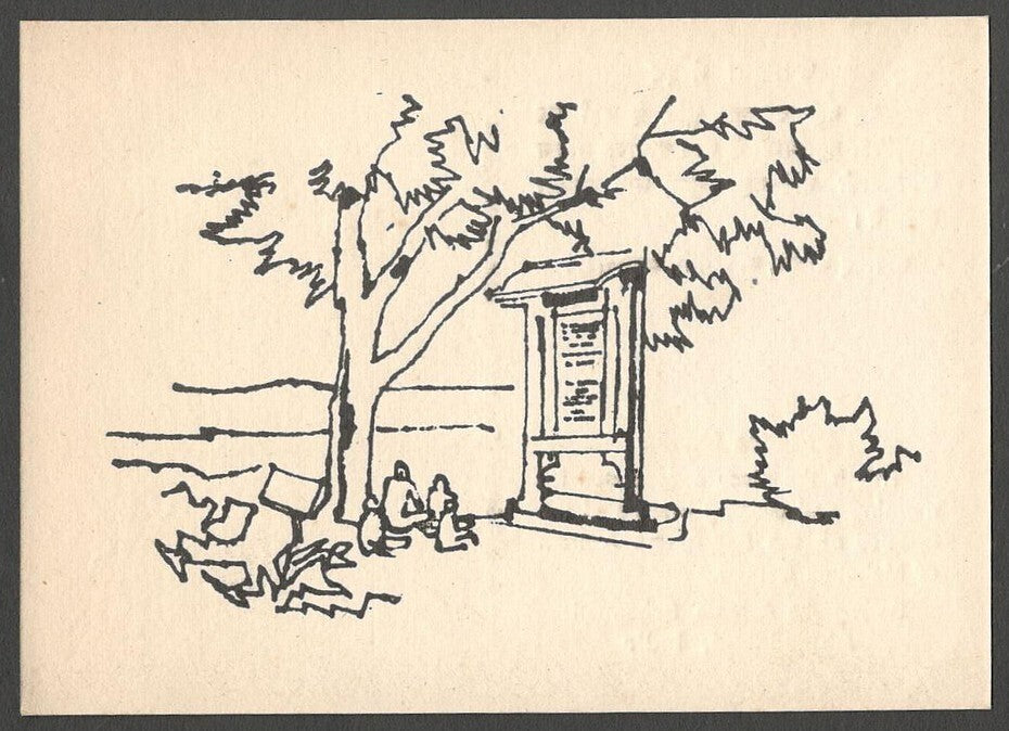 AOP India vintage postcard Upasana Mandir, Satyagraha Ashram, Sabarmati