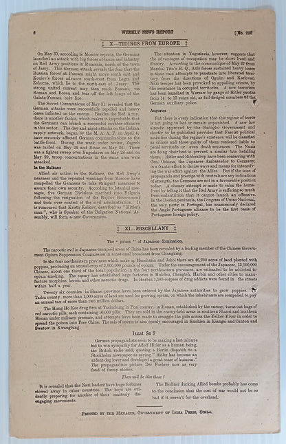 AOP India WW2 War News Weekly 1944 CHINESE OFFENSIVE 8pgs