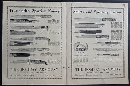 India 1920s illustrated price-list Sporting & Shokar THE BOMBAY ARMOURY