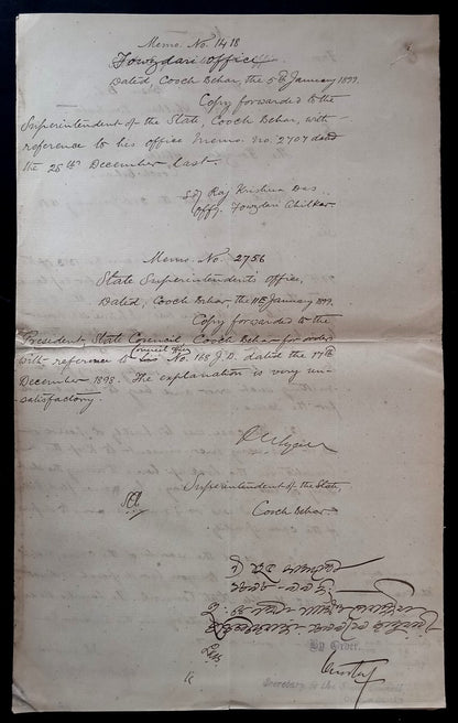 India COOCH BEHAR 1898 document zaz