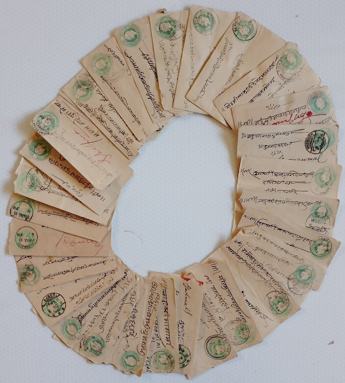 India KEdVII 1/2a green envelopes x 100 selected for condition WHOLESALE