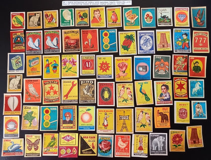 Collection of vintage matchbox labels India unusual graphics 900+ different