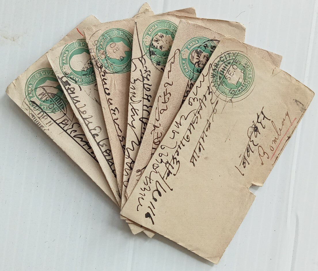 India KEdVII 1/2a green envelopes x 100 selected for condition WHOLESALE