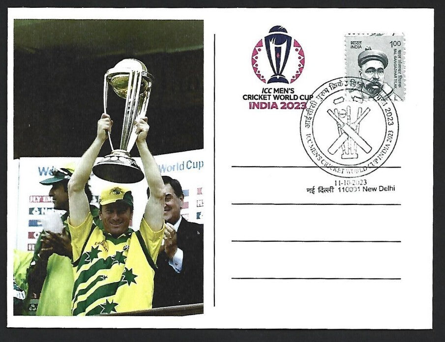 India 2023 ICC Cricket World Cup postcard STEVE WAUGH