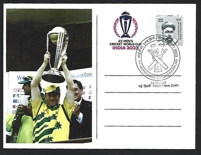India 2023 ICC Cricket World Cup postcard STEVE WAUGH