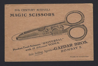 India advertisement envelope for MAGIC SCISSORS with instruction sheet