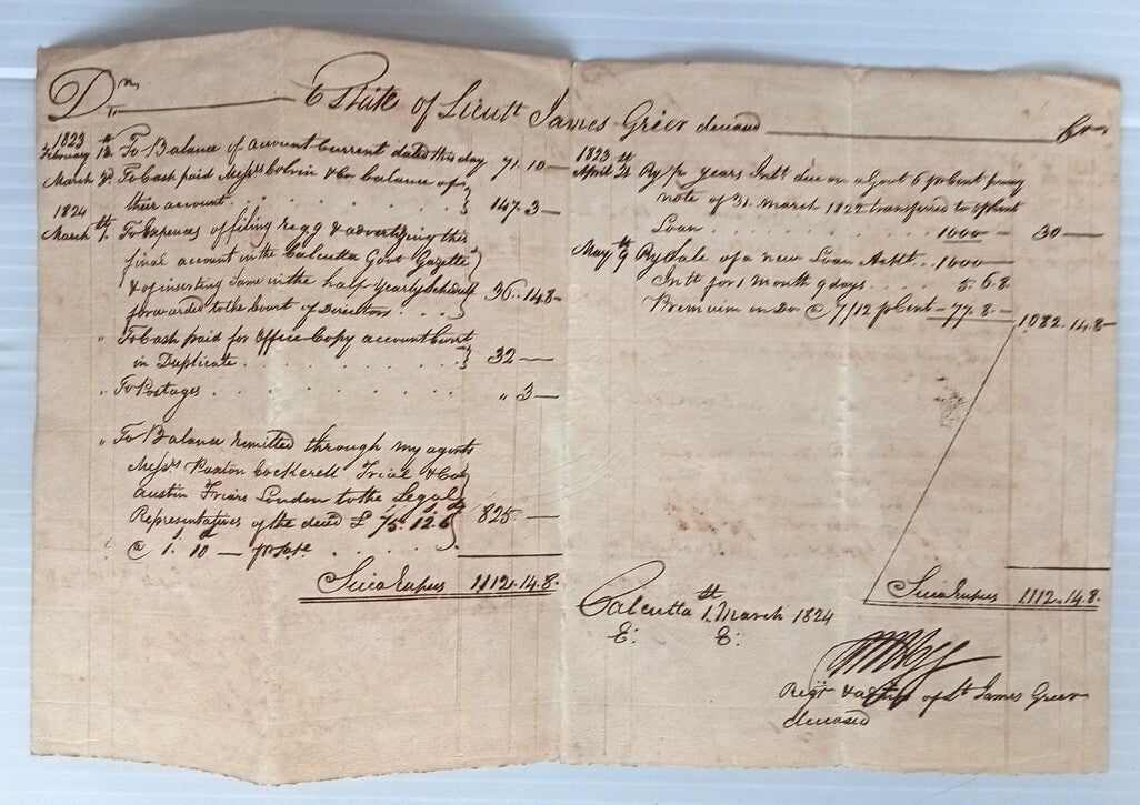 AOP India 1824 Supreme Court, Fort Williams, Calcutta document