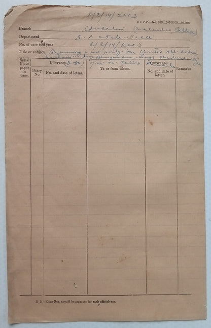British India 1946 secret official letters - new political party wanting freedom