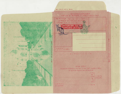 India Military pictorial Greetings airletter Taj Mahal Kangaroo