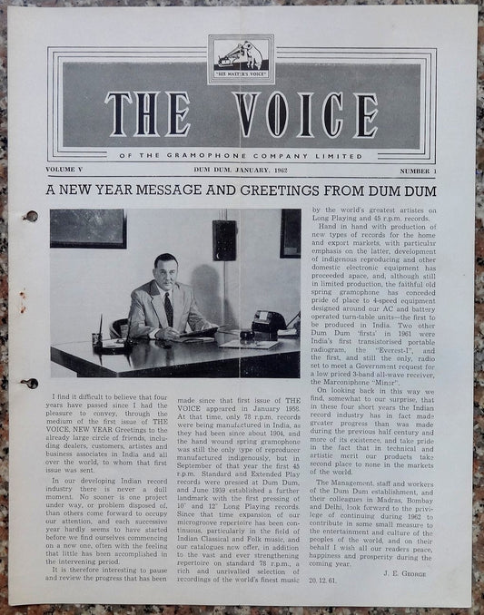 India THE VOICE January 1962 HMV Magazine - Vice President Dr. S. Radhakrishnan