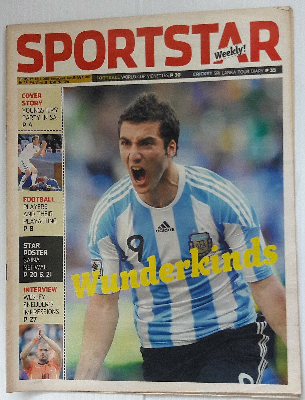 India Sportstar 2006-10 FOOTBALL cover issues 10” X 13” (5)