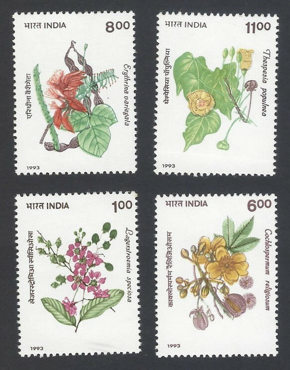 AOP India 1993 Indian Flowering Trees set of 4 MNH	