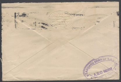 AOP South Africa 1933 2d single franked cover canc Capetown to India