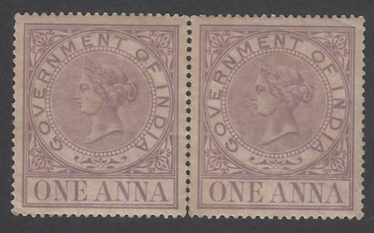 AOP India 1869 QV 1a revenue stamp MNH pair