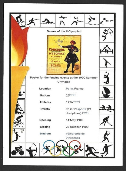 India 2024 Paris Olympics maxi card with 1900 Paris, France Olympics cachet