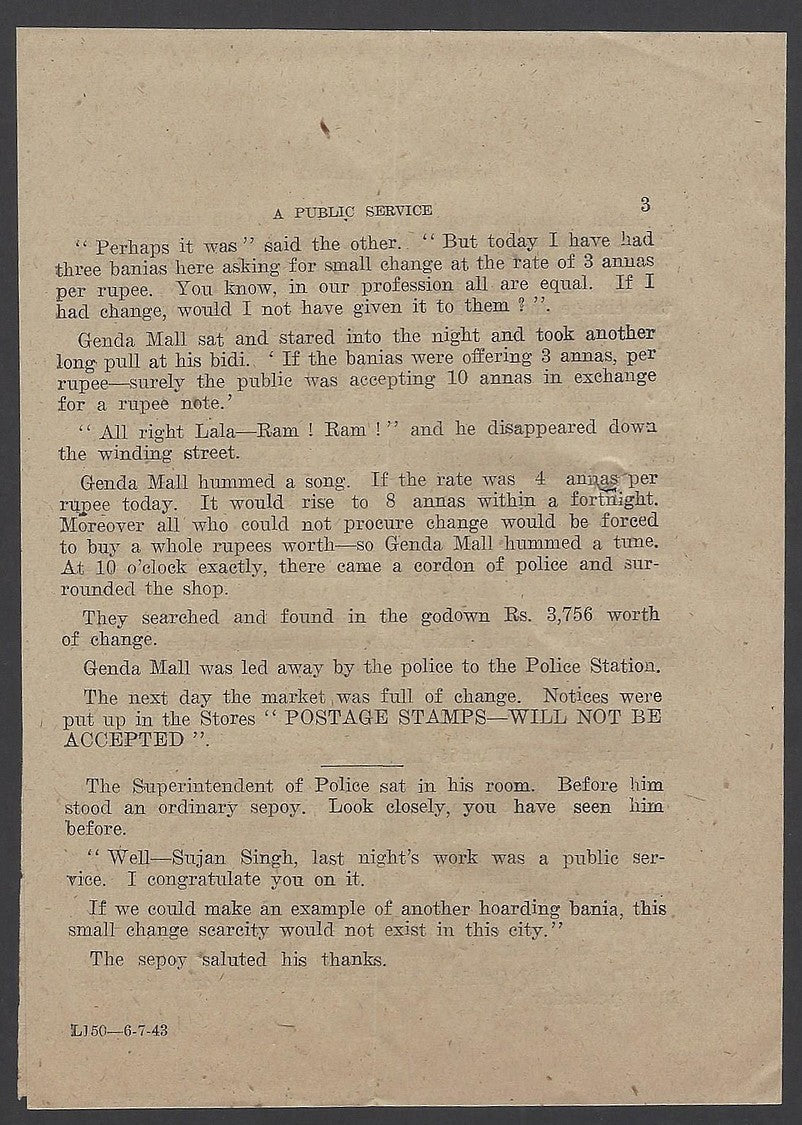 India 1943 WW2 National War Front Propaganda Pamphlet Public Service