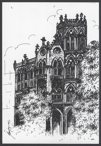 AOP India BOMBAY sketch postcard J N PETIT INSTITUTE