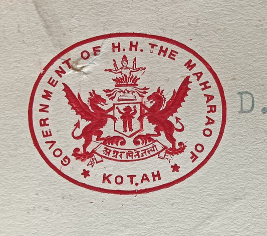India 1943 crested letter GOVT OF HH THE MAHARAO OF KOTAH signed Prime Minister