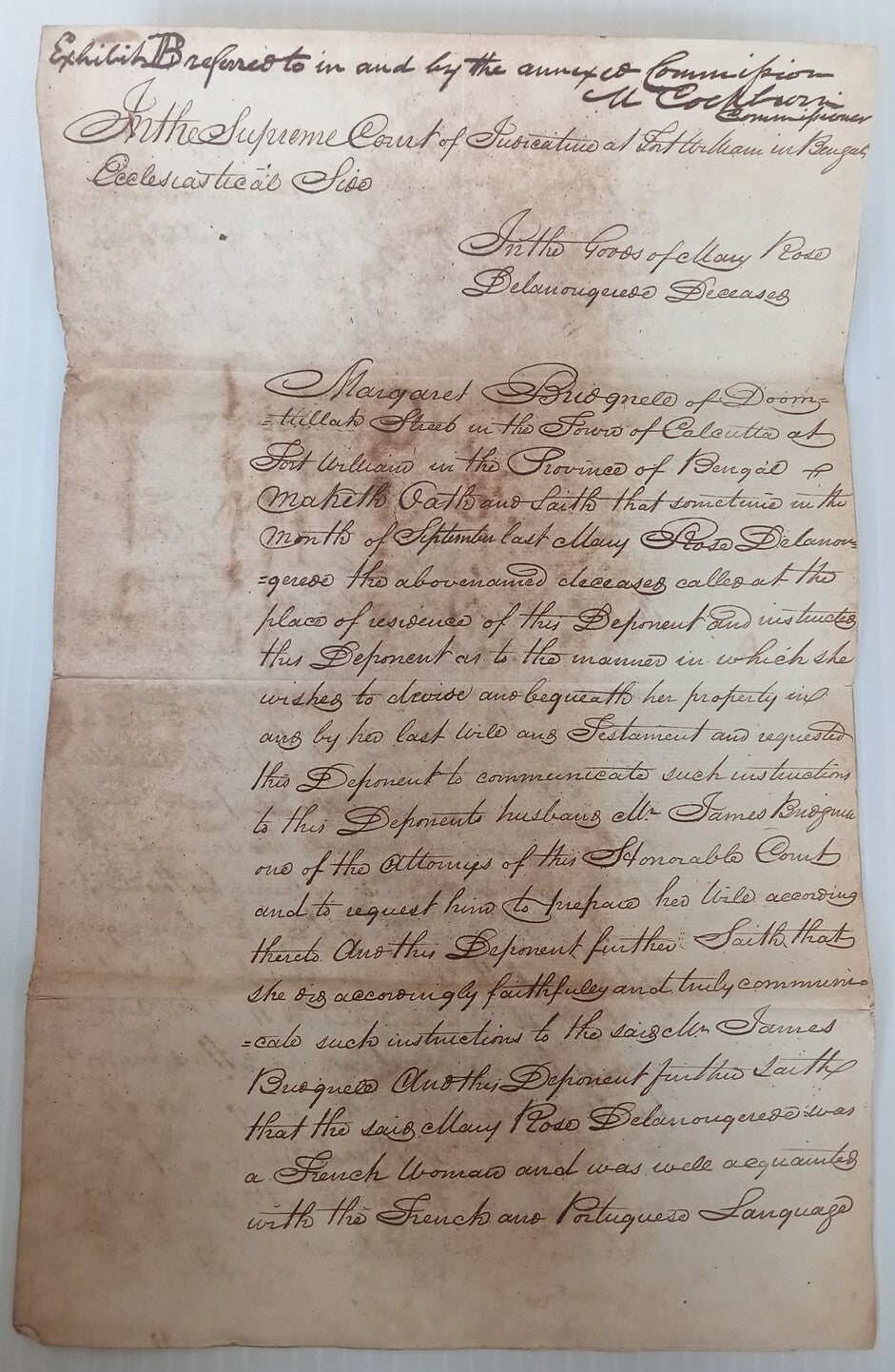 AOP India 1826 Supreme Court, Fort Williams, Calcutta document