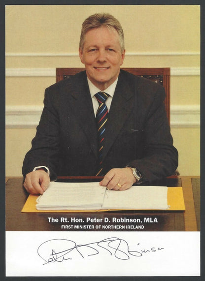 First Minister Northern Ireland Peter D Robinson signed photo etc. to India