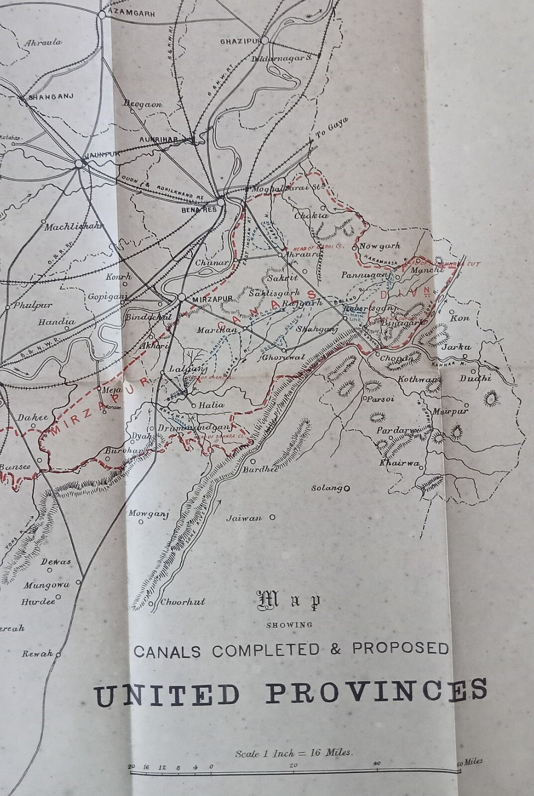Vintage Survey of India UNITED PROVINCES CANALS COMPLETED & PROPOSED 26" x 39"